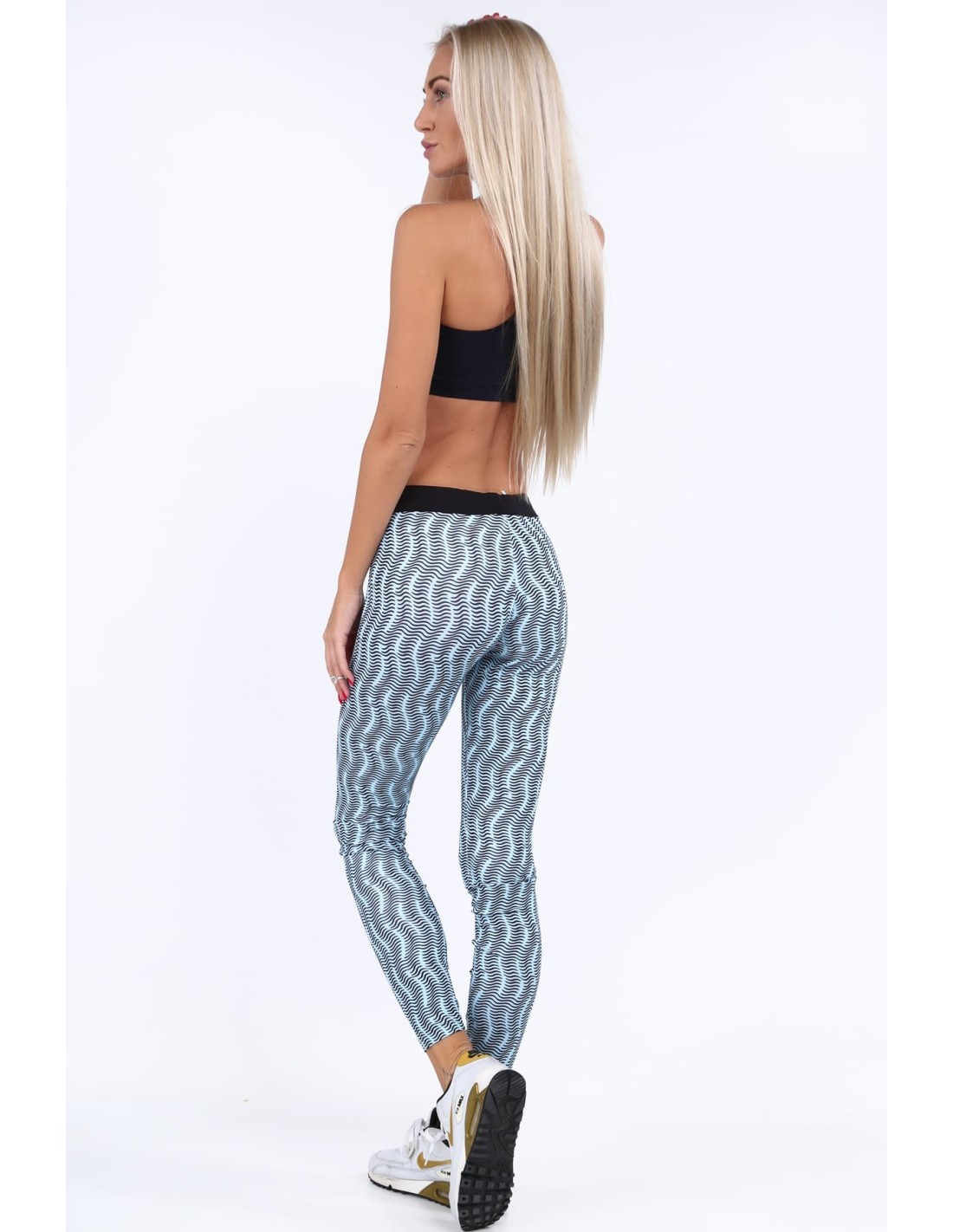 Light blue sports leggings with patterns MR11513 - Online store - Boutique